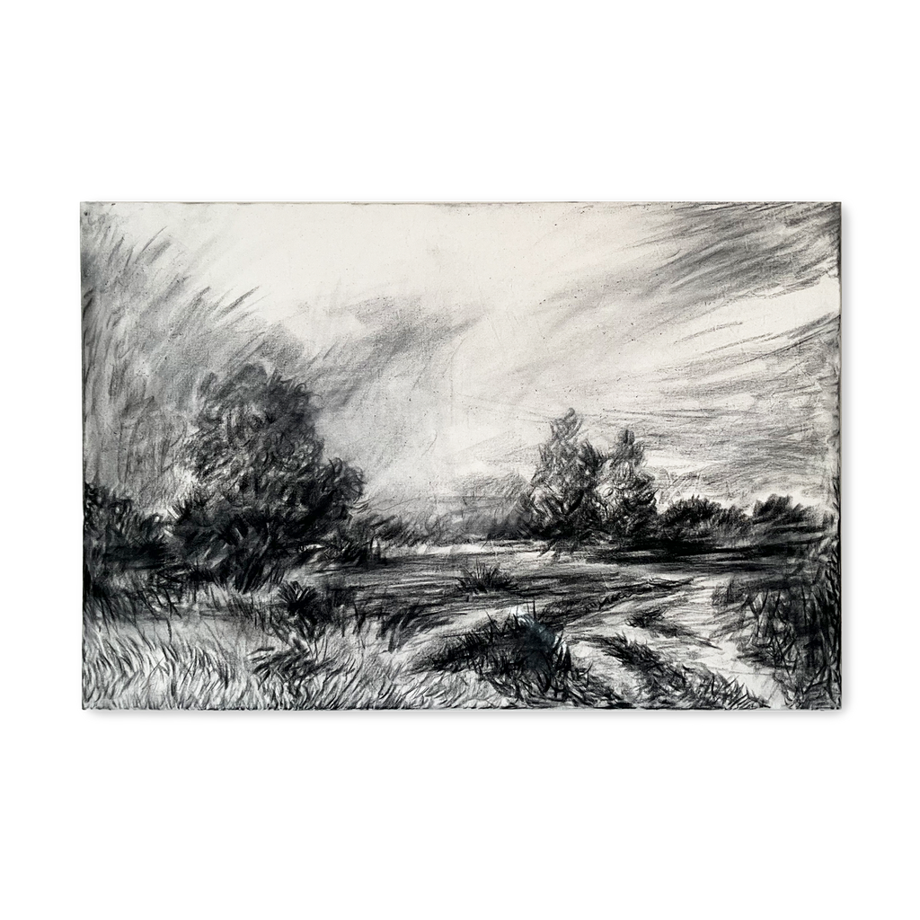 The Windy Grove — Kumaş Üzerine Orijinal Kömür Çizim